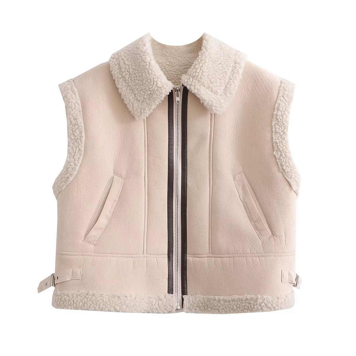 Three-Color Faux Fur Vest Women's Street Style Layering Vest