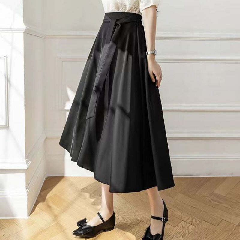 A-Line Mid Length Skirt With Flowing Large Hem-Theone Apparel
