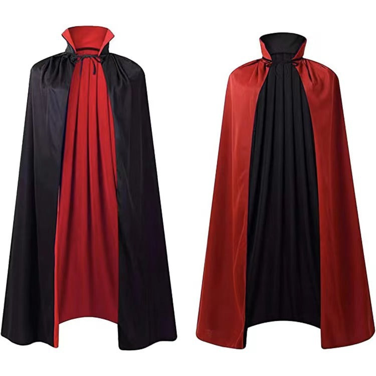 Black and Red Reversible Cloak with Collar Halloween Costume-Theone Apparel