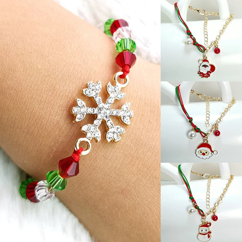 Christmas Chain & Rope Charm & Bead-Accent Bracelet in Assorted Styles-Theone Apparel