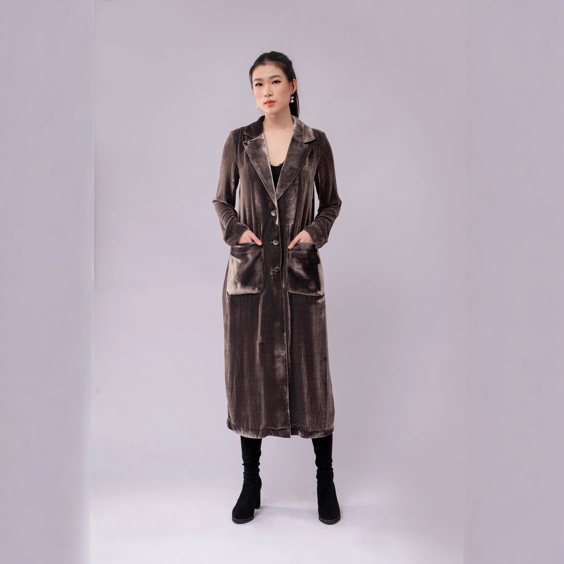 Velvet Overcoat For Women With Soft Luxe Finish And Comfort