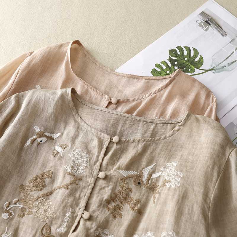Elegant Embroidered Casual Shirt For Women In Breathable Fabric