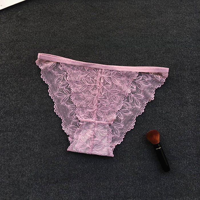 Semi See Through Lace Briefs Panties-Light Purple-Theone Apparel