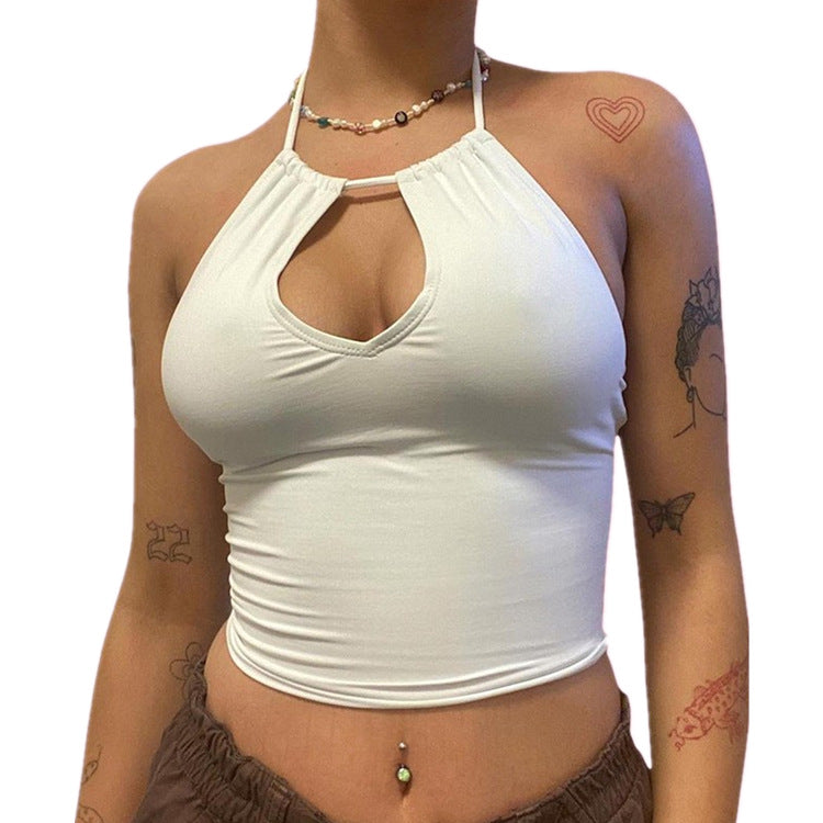 Chest-wrap Stretchy Cropped Sleeveless Short T-shirt