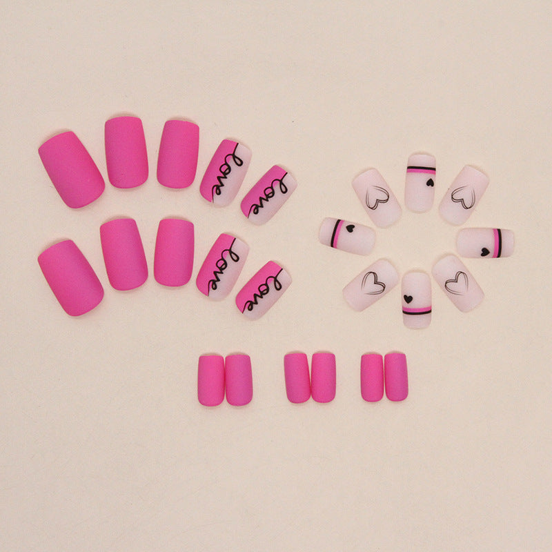 Women's Romantic Valentine's Day Pink and Nude Nail Set