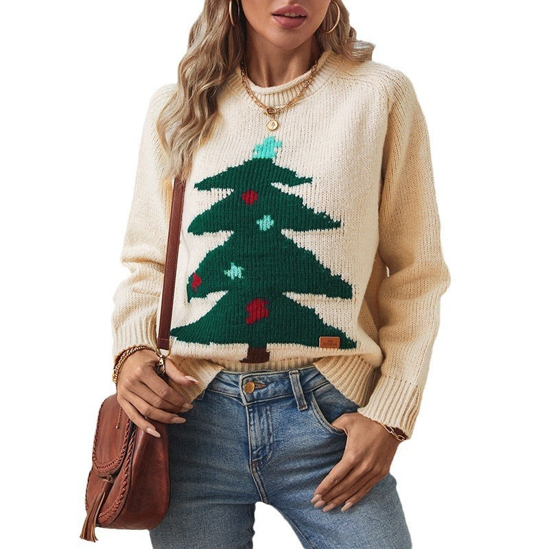 Cute Knit Style Long Sleeve Christmas Tree Sweater in Multiple Colors