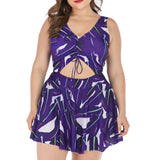 Women’s One Piece Dress Style Swimsuit with Midriff Cutout