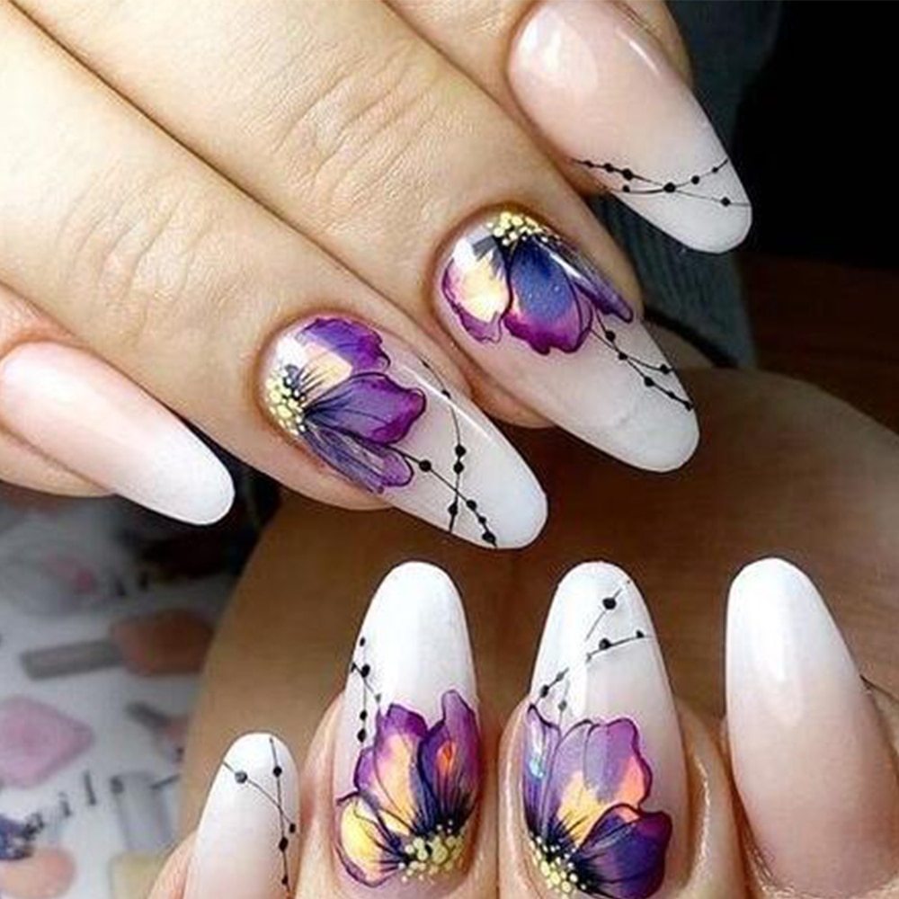 Women's Floral Nail Stickers for Accent Nails and False Nails