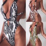 Het één stuk Braziliaanse stye Snakeskin Patroon Swimsuit van dames