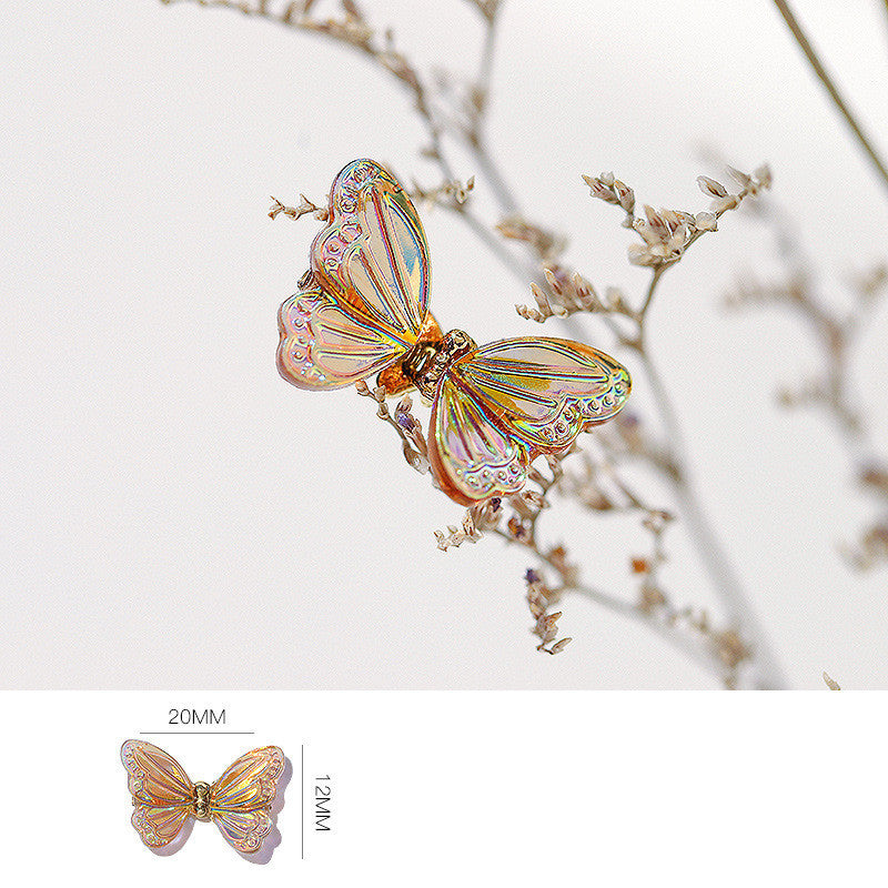 Glittery Transparent Butterfly Nail Charm in Multiple Colors