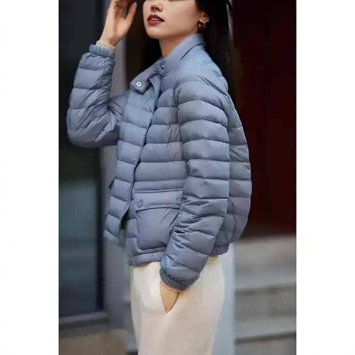 Autumn And Winter New Stand-up Collar Petite Fashion White Duck Down Short Lightweight Women's Down Jacket