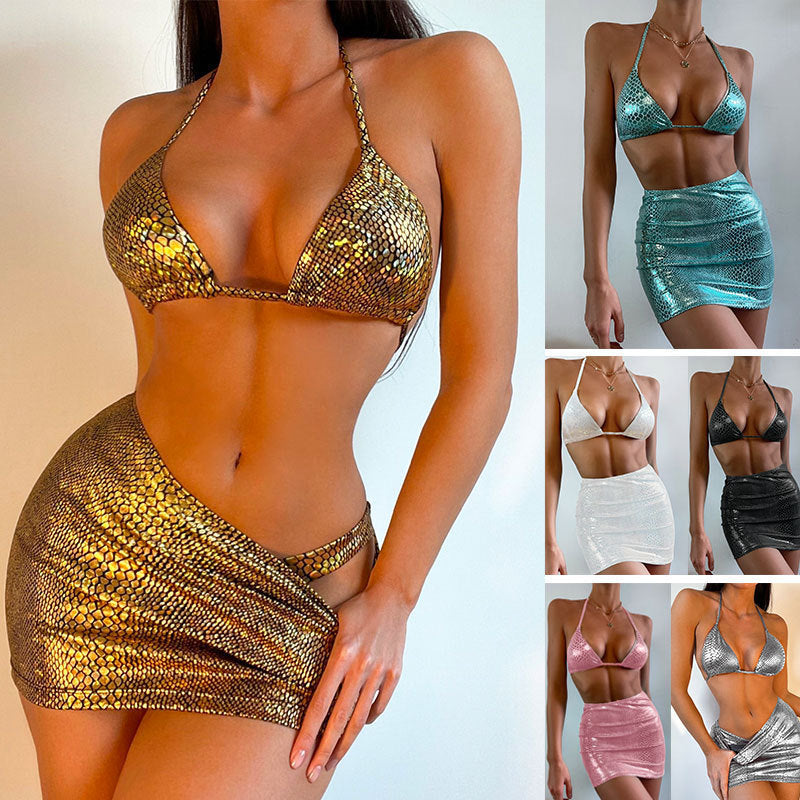 Women's Two Piece Mini Skirt and Bra Set