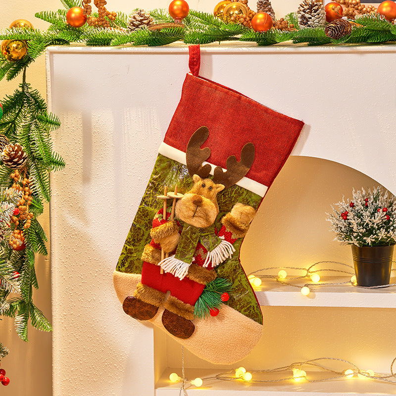 Farmhouse Style 3D Christmas Stocking with Santa, Reindeer and Snowman Options