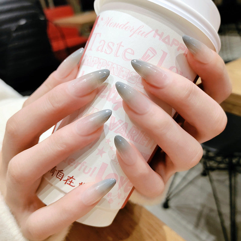 Dames lange amandelvormige nagelset met gradiëntkleuren