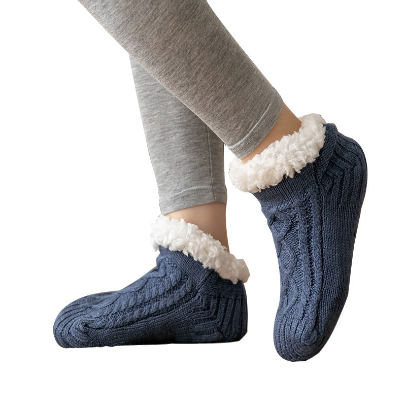 Soft Knit Style Winter Socks with White Fleece Lining in Multiple Colors