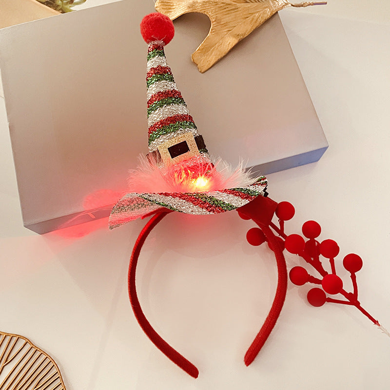 Christmas Tree Headband Hat with LED String Lights