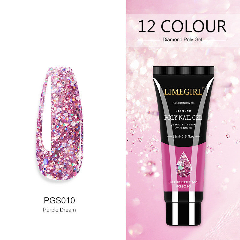 Glittery Multi Colored Poly Nail Gel in Squeeze Bottle