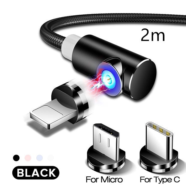 Magnetic Fast?Charging Cable With Swappable Micro?USB, Lightning, Type?C Heads