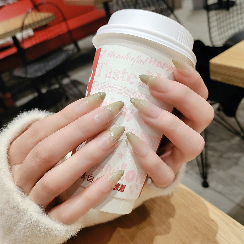 Dames lange amandelvormige nagelset met gradiëntkleuren