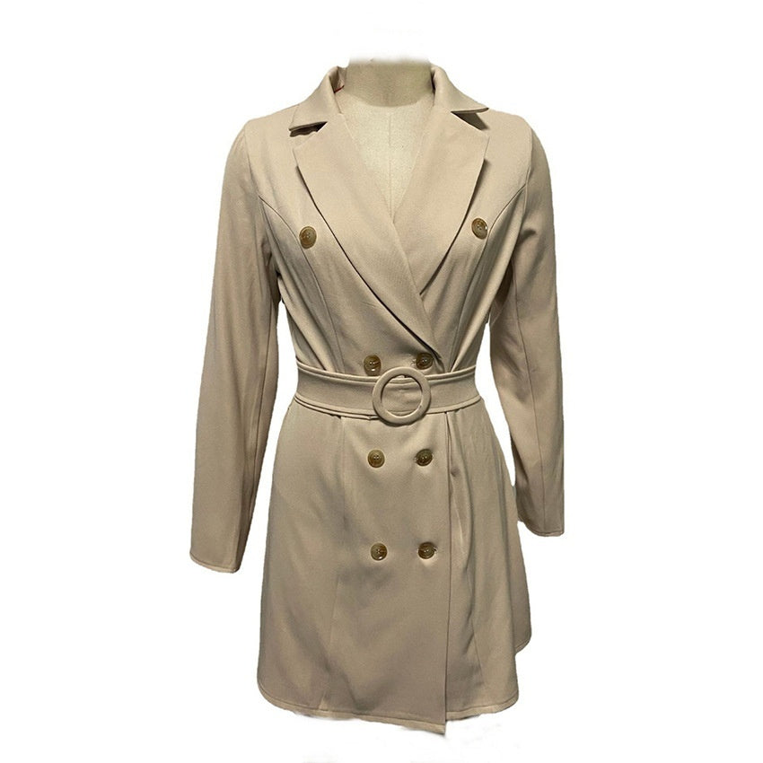 Long Sleeve Suit Double Breasted Waist-tight Elegant Dress