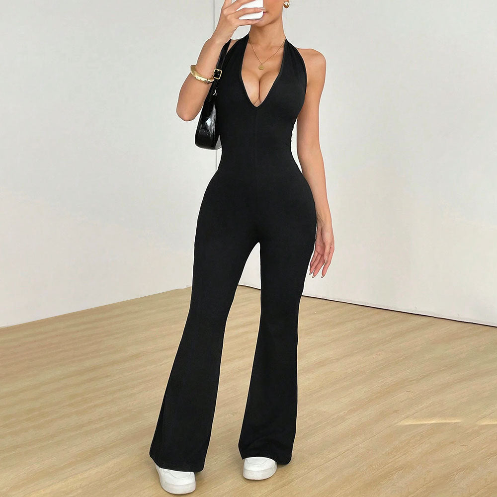 Sheer Hollowed-Out Beautiful-Back Bodycon Jumpsuit Summer New Arrival One-Piece Jumpsuit Butt-Lifting Sports & Fitness Jumpsuit