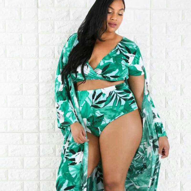 Women's Three Piece Tropical Plus Size Bikini Set