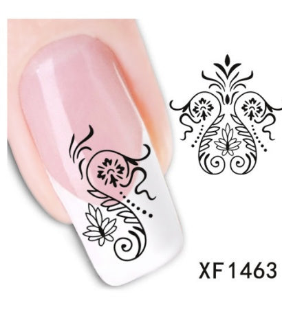 Floral and Botanical Black Nail Stickers for At Home Nails