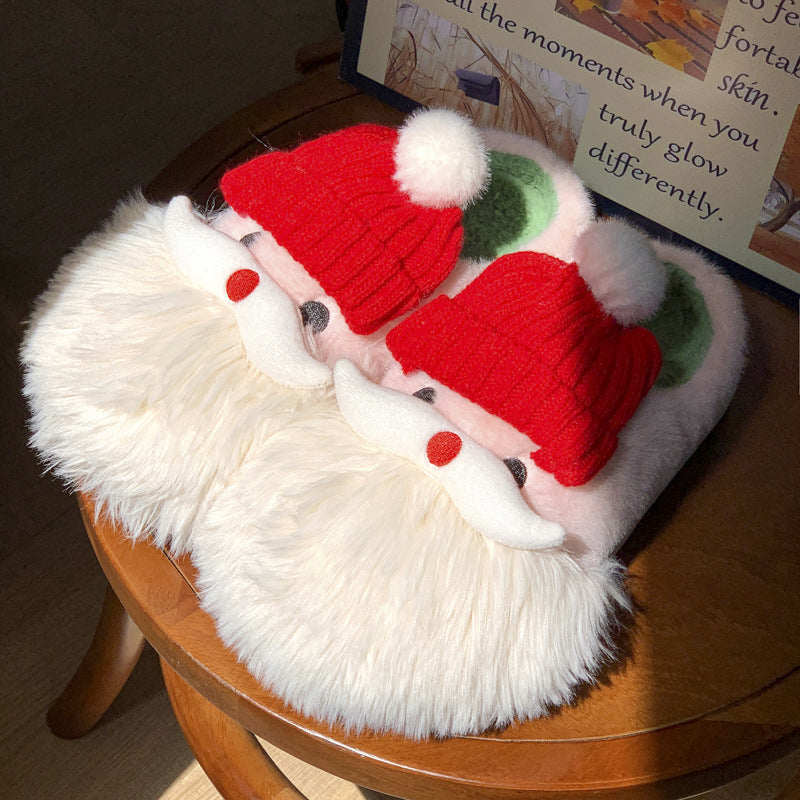 Super Soft and Fluffy White and Red Santa Clause 3D Slippers