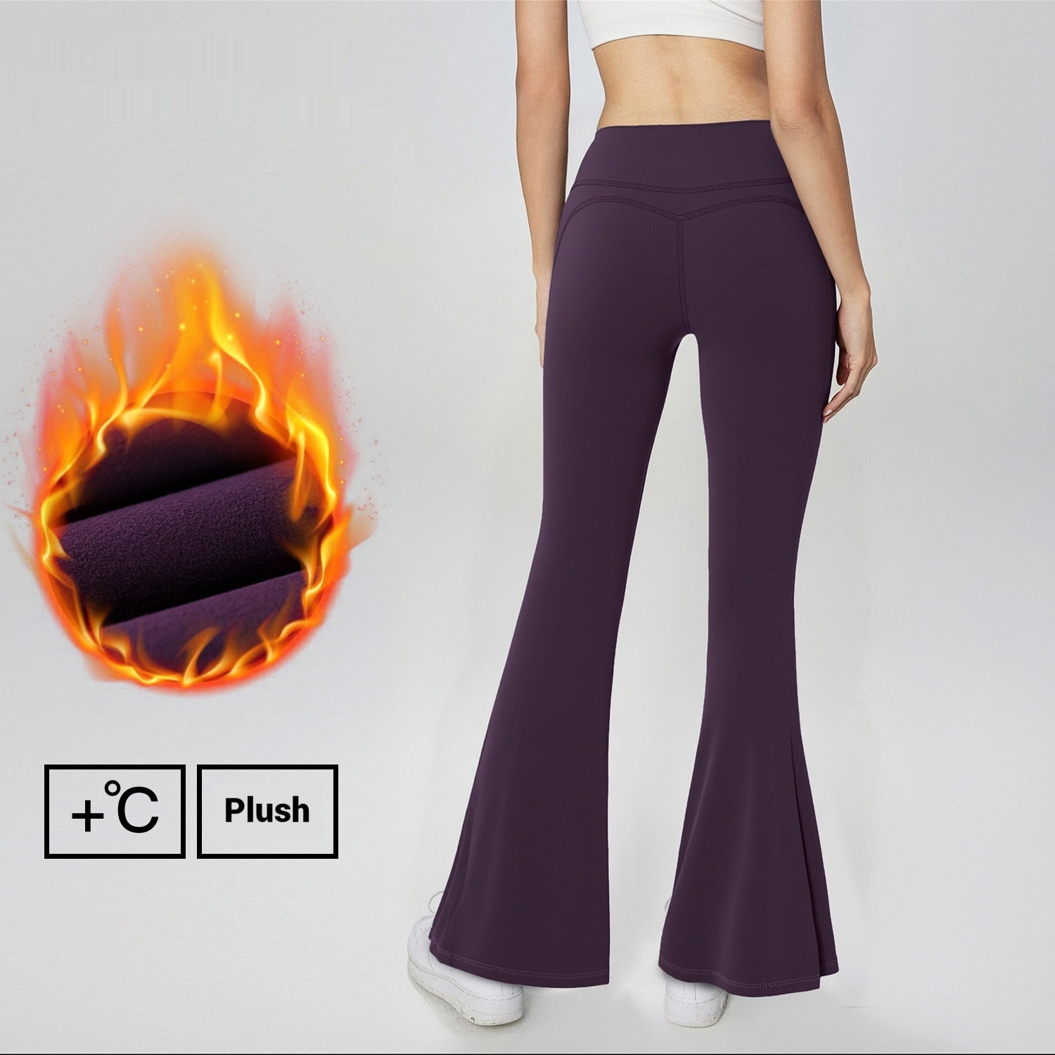 Autumn And Winter Thickened Fleece High-waisted Butt-lifting Slim Flare Pants For Women