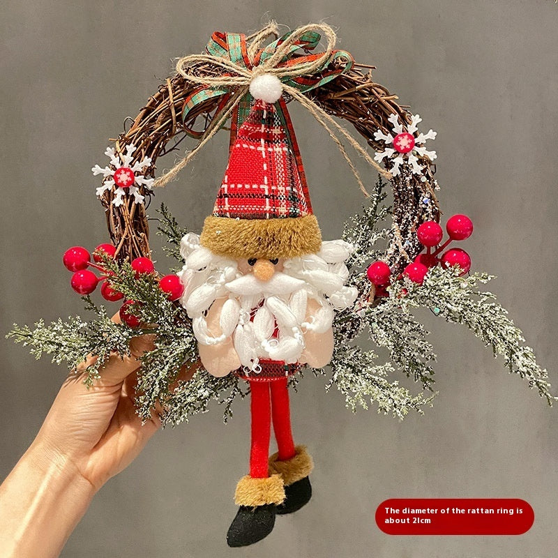 Old Fashioned Farmhouse Chic Santa Claus and Pine Hanging Decoration