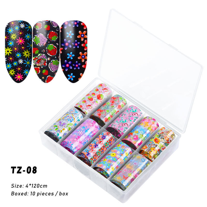 Multicolored and Multipatterned Nail Wraps 10 Piece Set