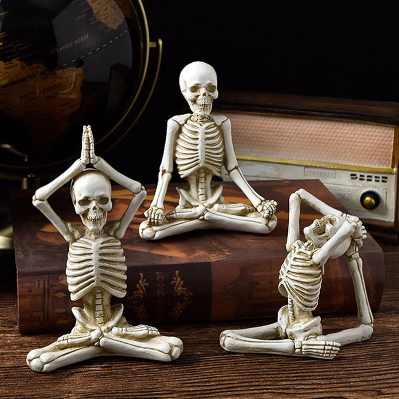 Skelet in yoga poseert Halloween-decoraties met niet-slipbasis