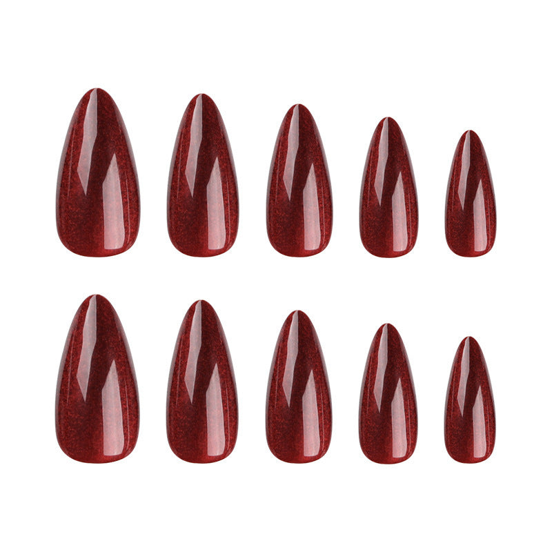 Women's Deep Red Valentine's Day Ballet Nail Set with Glue