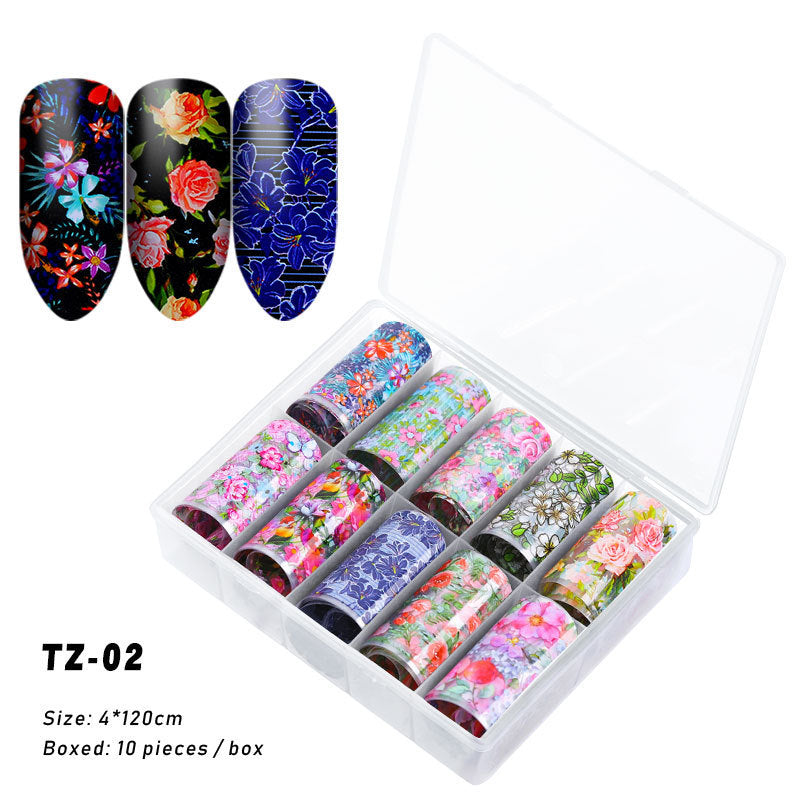 Multicolored and Multipatterned Nail Wraps 10 Piece Set