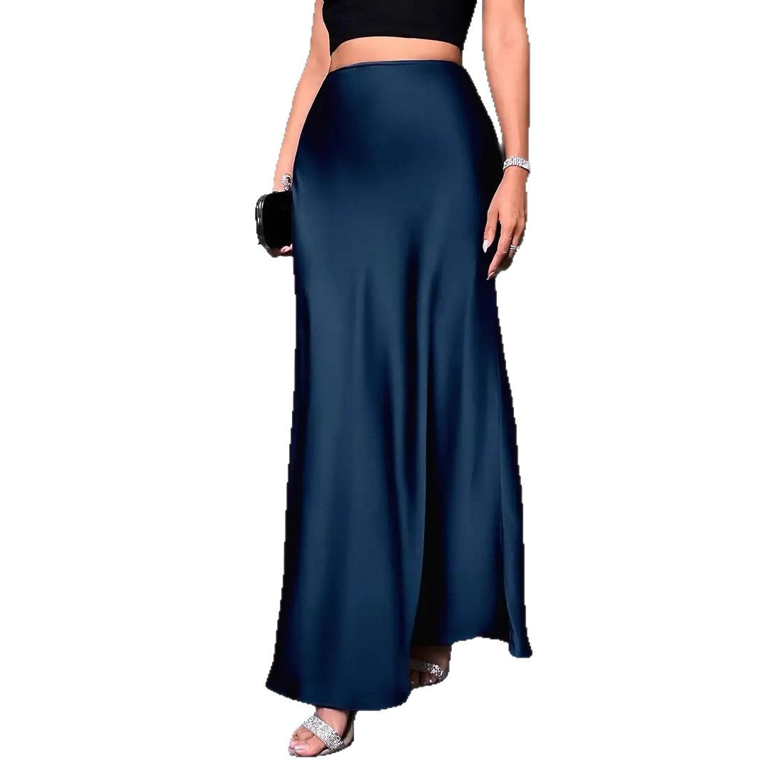 High Waist Satin Mermaid Skirt Extra Long Elegant Evening
