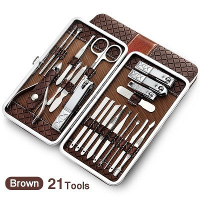 All In One Nail Manicure Kit with Included Case-Brown-Theone Apparel