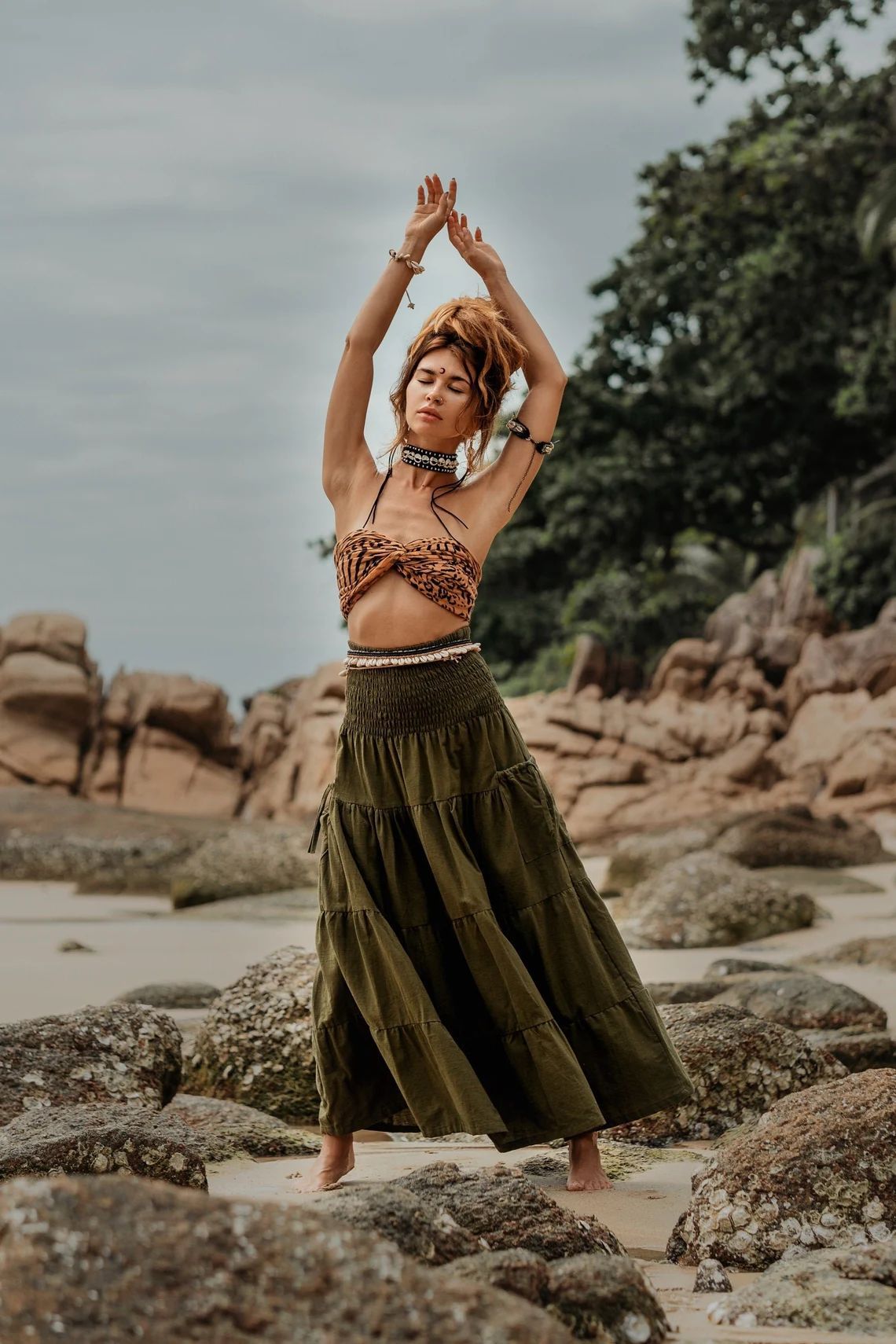 Bohemian Loose Solid Skirt For Relaxed Everyday Comfort-Theone Apparel