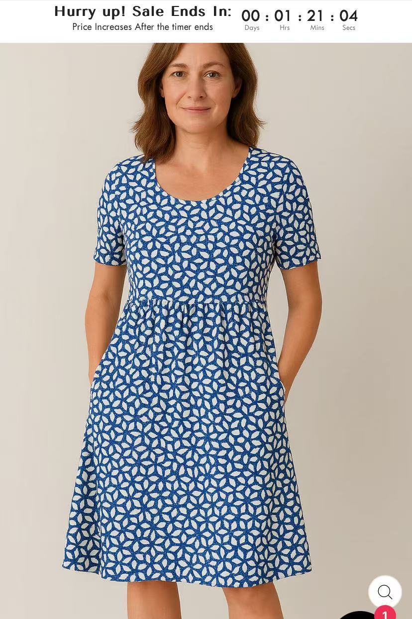 Casual T-Shirt Dress with Round Neck, Pockets, and Stitch Detailing-Style 3-Theone Apparel