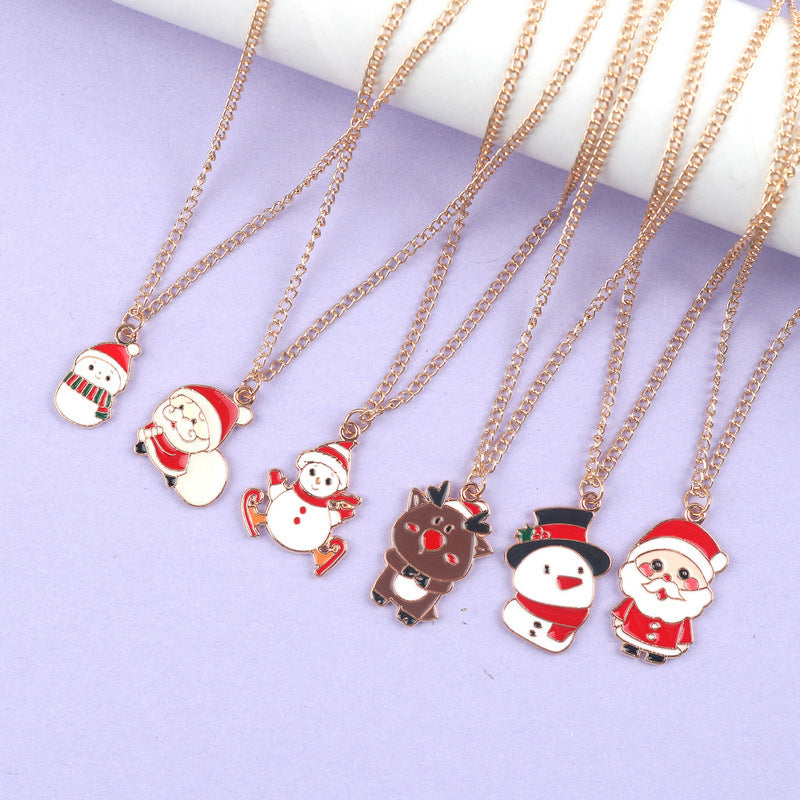 Cute Christmas Character Chain Pendant Necklace for Women & Kids in Assorted Styles-Theone Apparel