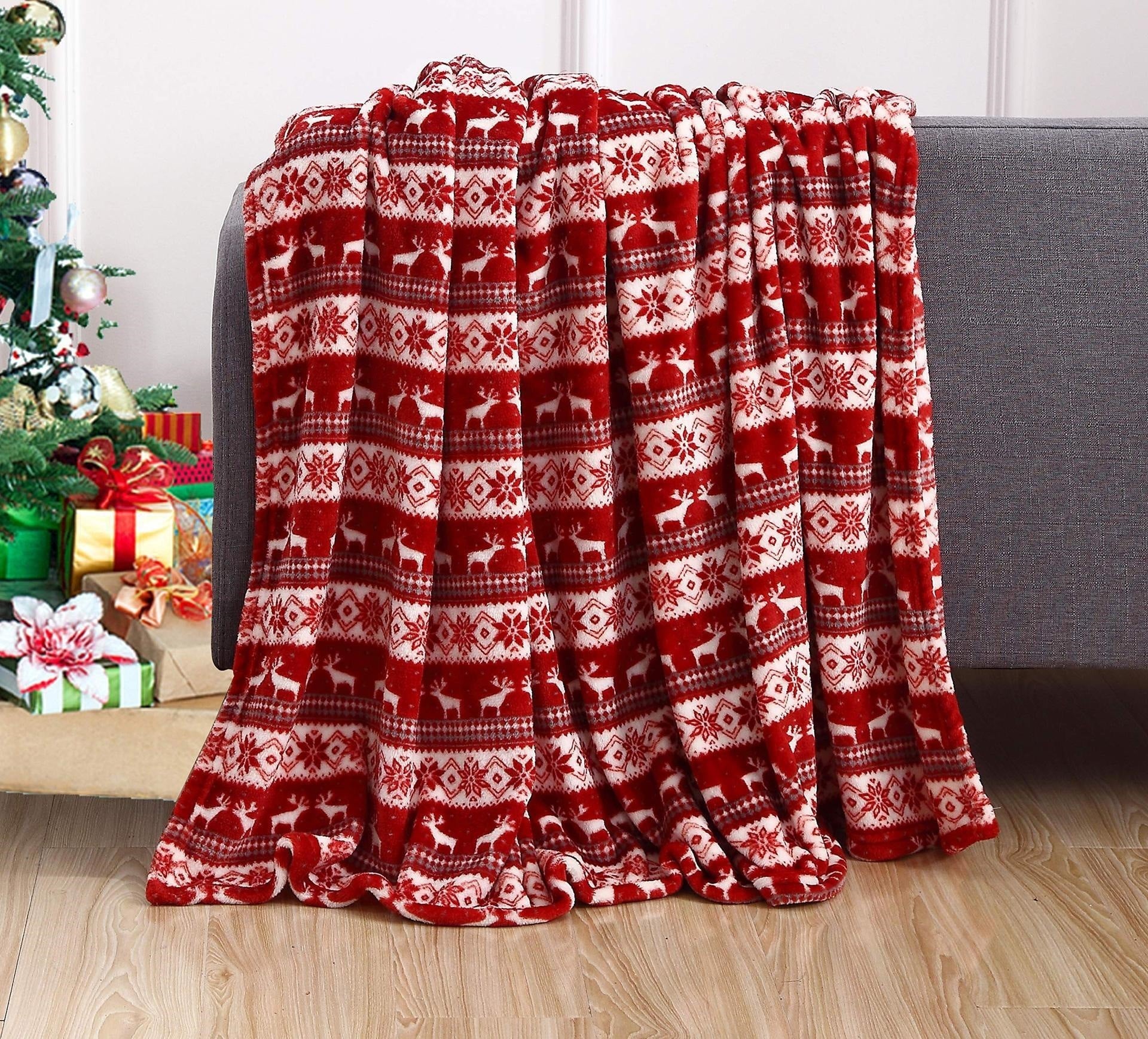 Double Sided Winter and Christmas Themed Fleece Blanket-Style Five-Theone Apparel