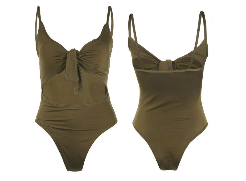 Explosion Model Tie-Knot One-Piece Swimsuit with Padded Chest Support-Theone Apparel