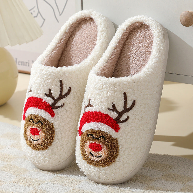 Fleece Lined Soft Slip On Closed Toe House Shoes for Christmas-Moose-Theone Apparel