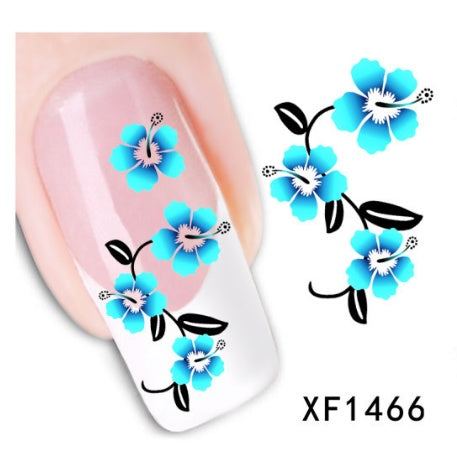 Floral and Botanical Black Nail Stickers for At Home Nails-XF1466-Theone Apparel