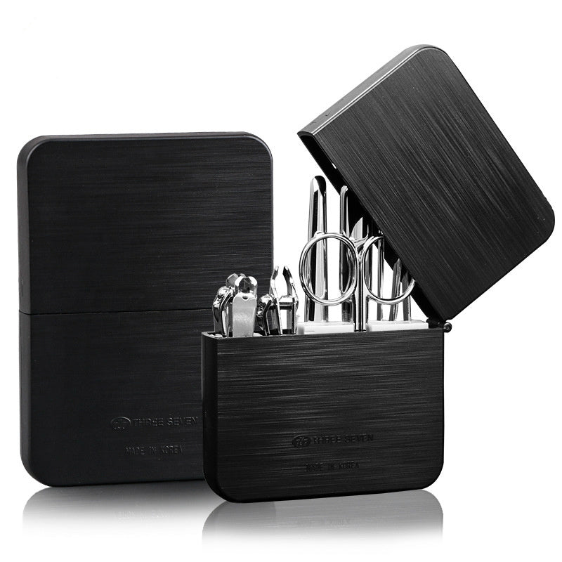 Full Metal Nail Clipper Set in Sleek Modern Case-Black-Theone Apparel