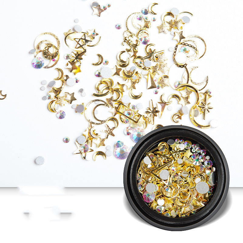 Golden Night Sky Moon and Star Nail Adornment Accessories-Style C-Theone Apparel