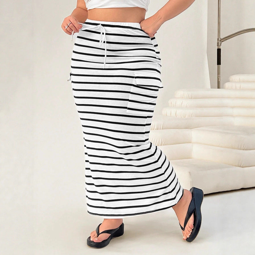 Knitted Slim Fit Hip Skirt With Simple Pocket Detail-Theone Apparel