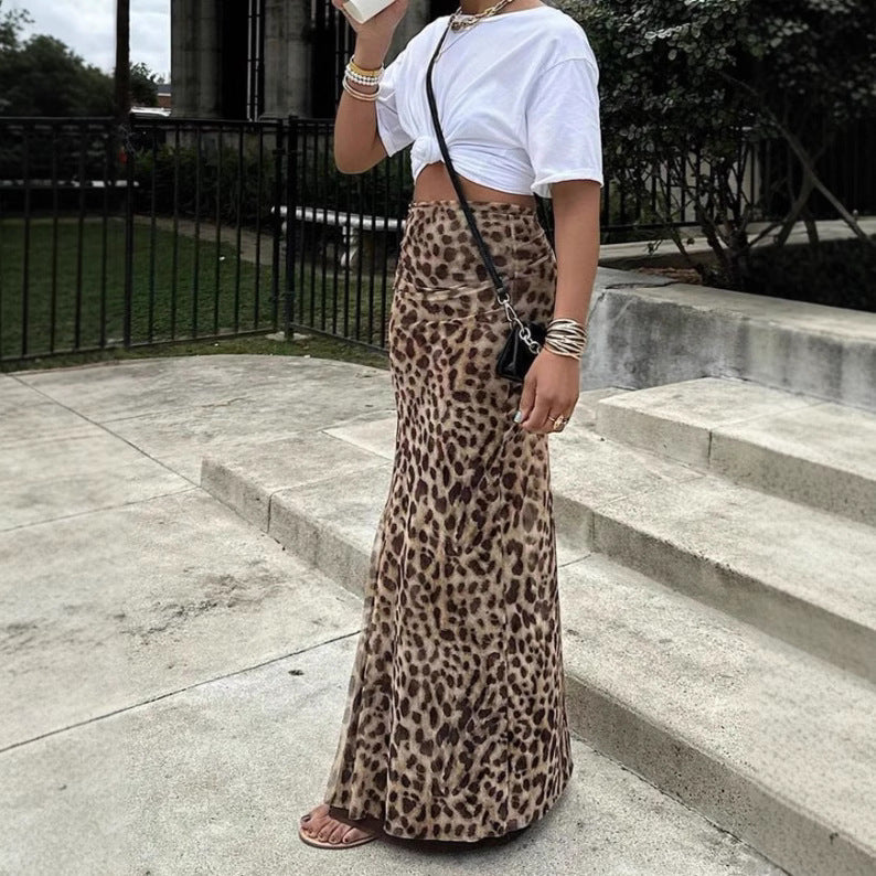 Leopard Print High Waist Skirt For Elegant Bold Looks-Theone Apparel