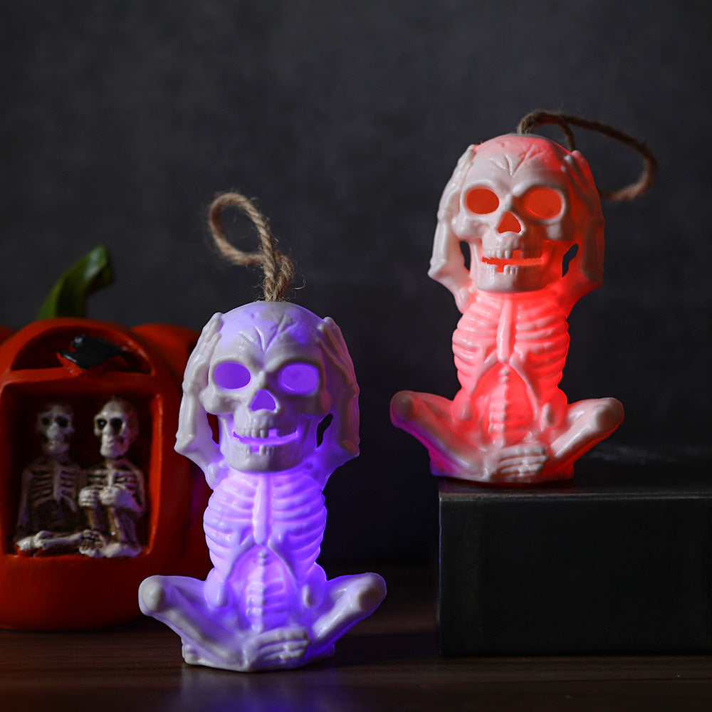 Light Up Skull in Yoga Pose Halloween Decoration in Multiple Colors-Theone Apparel