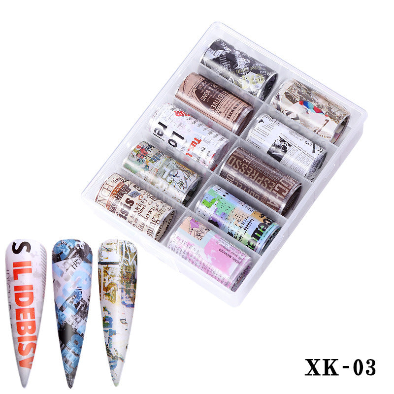 Multicolored and Multipatterned Nail Wraps 10 Piece Set-XK03-Theone Apparel