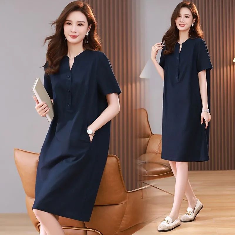 Oversized Mid-Length Summer Dress with Belly Coverage-Theone Apparel